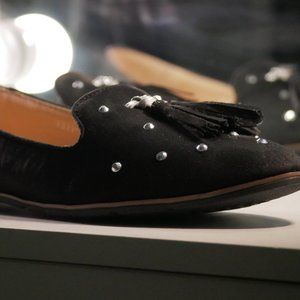 Studded Black Suede Flats